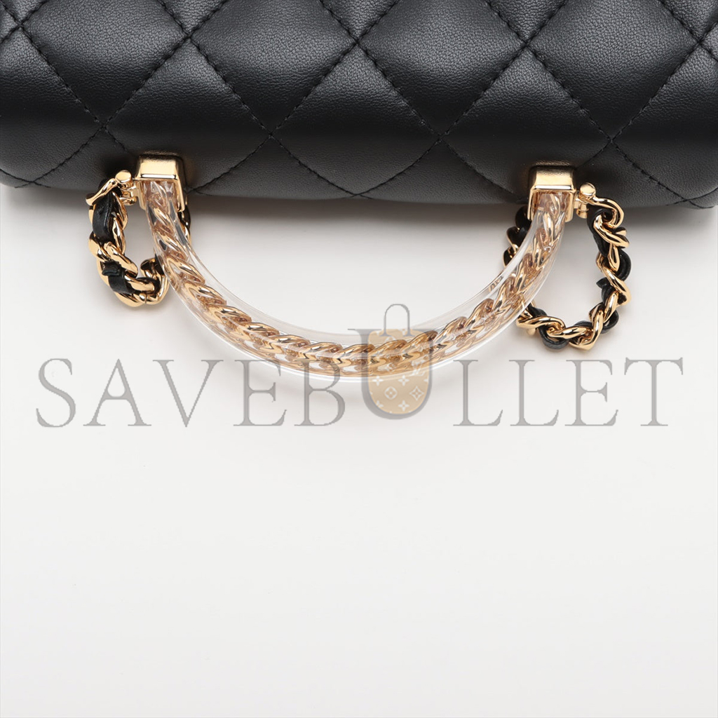 Ch*el mini matrasse 2way shoulder bag top handle black g gold as4847 (19*12*6cm)